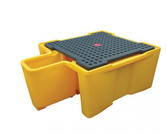 Single IBC Spill Pallet With Dispensing Area - With Grate
